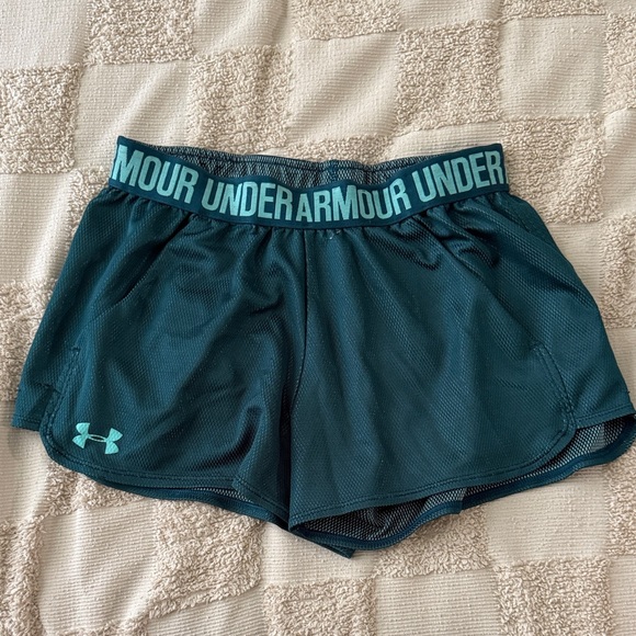Under Armour Women's Dark Teal Athletic Shorts - Picture 1 of 2